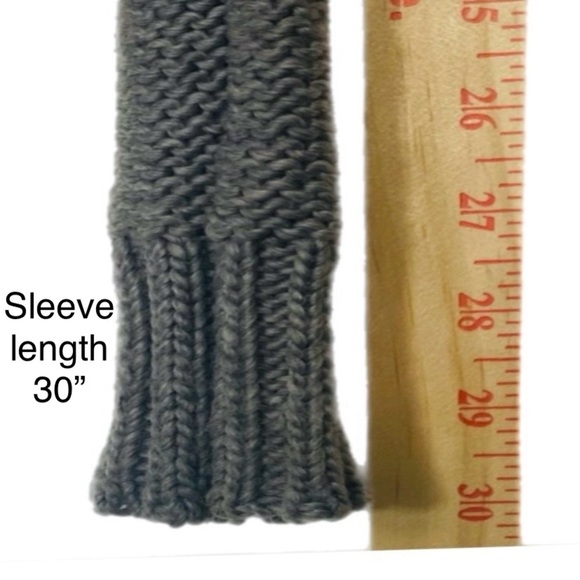 Y2K Cozy BKE Cardigan Sweater Grey Open Knit Wool Cable Knit Chain Detail Boho - Picture 8 of 9